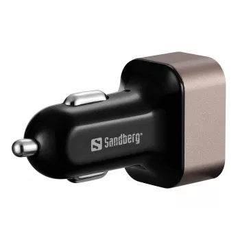 Sandberg Autoladegerät 1xQC3.0+1xUSBC 24W, Auto, Zigarettenanzünder, 12 V, Schwarz, Grau