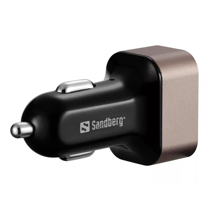 Sandberg Autoladegerät 1xQC3.0+1xUSBC 24W, Auto, Zigarettenanzünder, 12 V, Schwarz, Grau