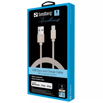 Sandberg Excellence Lightning Gold 1m, 1 m, Lightning, USB A, Gold, Gerade, Gerade