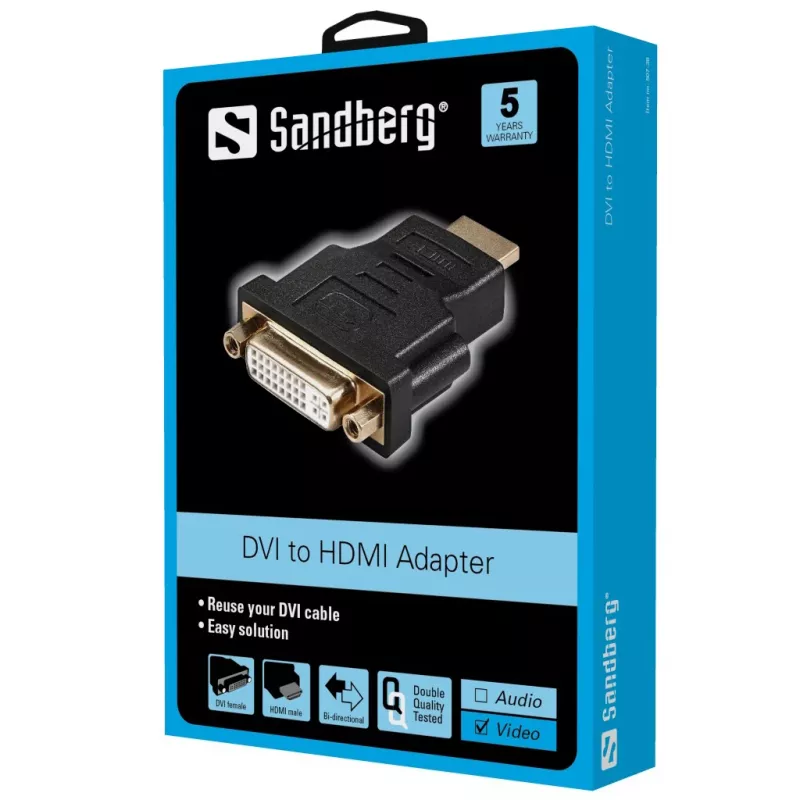 Sandberg Adapter DVI-F - HDMI-M, HDMI, DVI, Schwarz