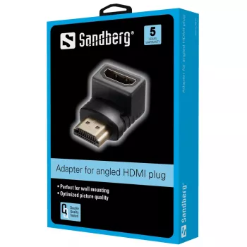 Sandberg HDMI 2.0 abgewinkelter Adapterstecker, HDMI, HDMI, Schwarz