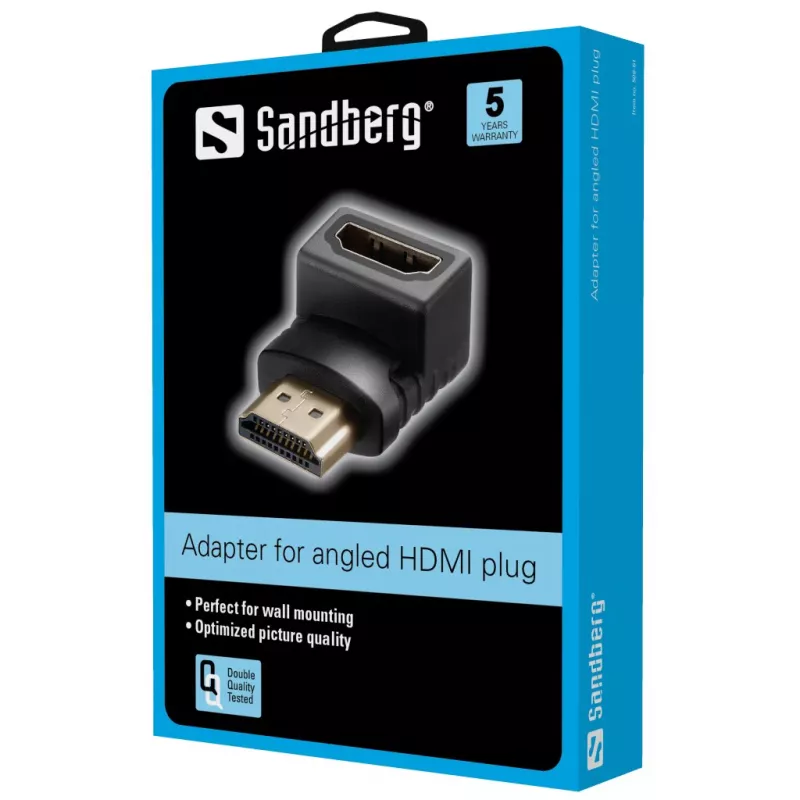 Sandberg HDMI 2.0 abgewinkelter Adapterstecker, HDMI, HDMI, Schwarz