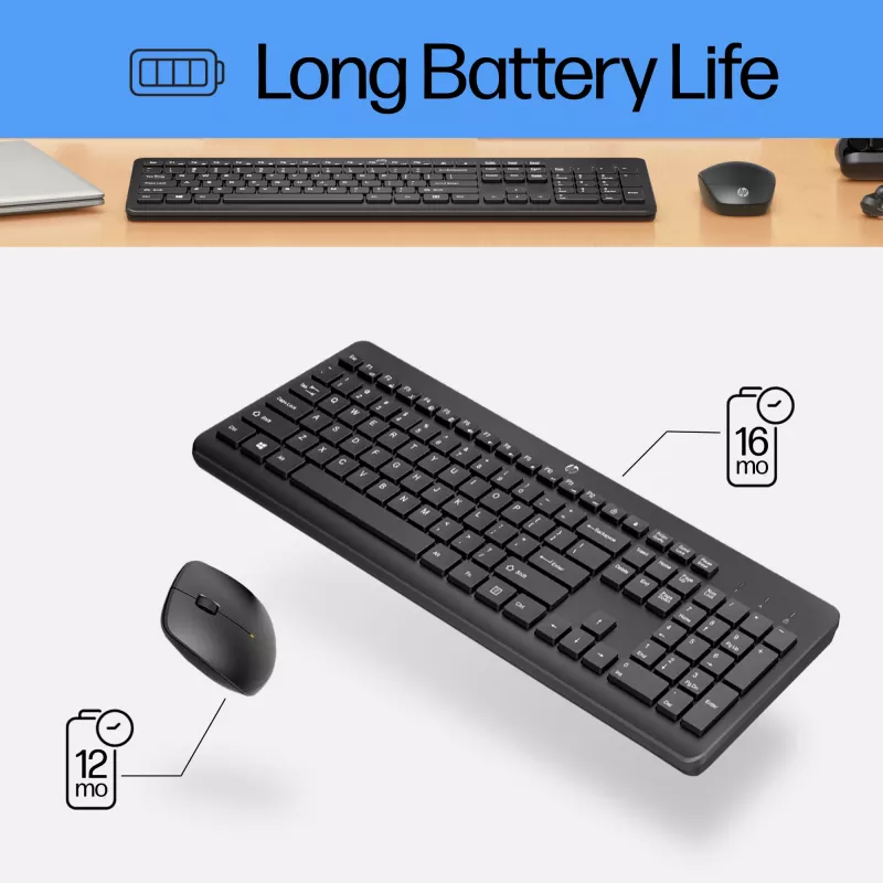 HP 230 Wireless Tastatur and Maus Combo, Full-Size, Membran, Weiß