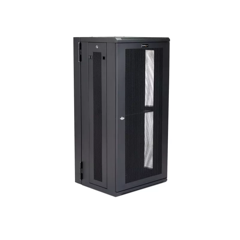 StarTech.com 4-Pfosten 26U Wandmontage-Netzwerkschrank mit 1U Fach, 19 Zoll klappbarer wandmontierter Serverschrank für Daten-/AV-/Elektronik-/Computergeräte, flexibles belüftetes Rack-Gehäuse