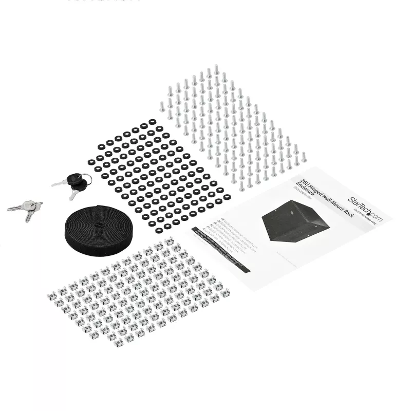 StarTech.com 4-Pfosten 26U Wandmontage-Netzwerkschrank mit 1U Fach, 19 Zoll klappbarer wandmontierter Serverschrank für Daten-/AV-/Elektronik-/Computergeräte, flexibles belüftetes Rack-Gehäuse