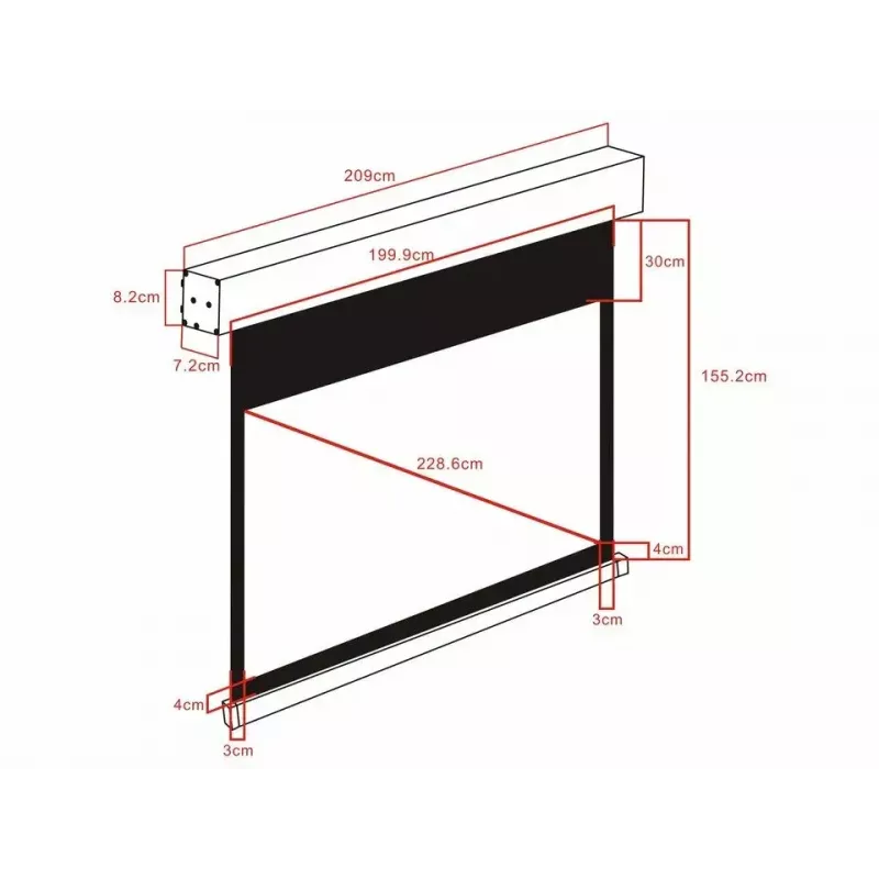 Motorisierte Projektionsleinwand MULTIBRACKETS M 16:10 90 Zoll (sichtbar 193,9×121,2 cm) Mattweiß, Schwarz/Weiß