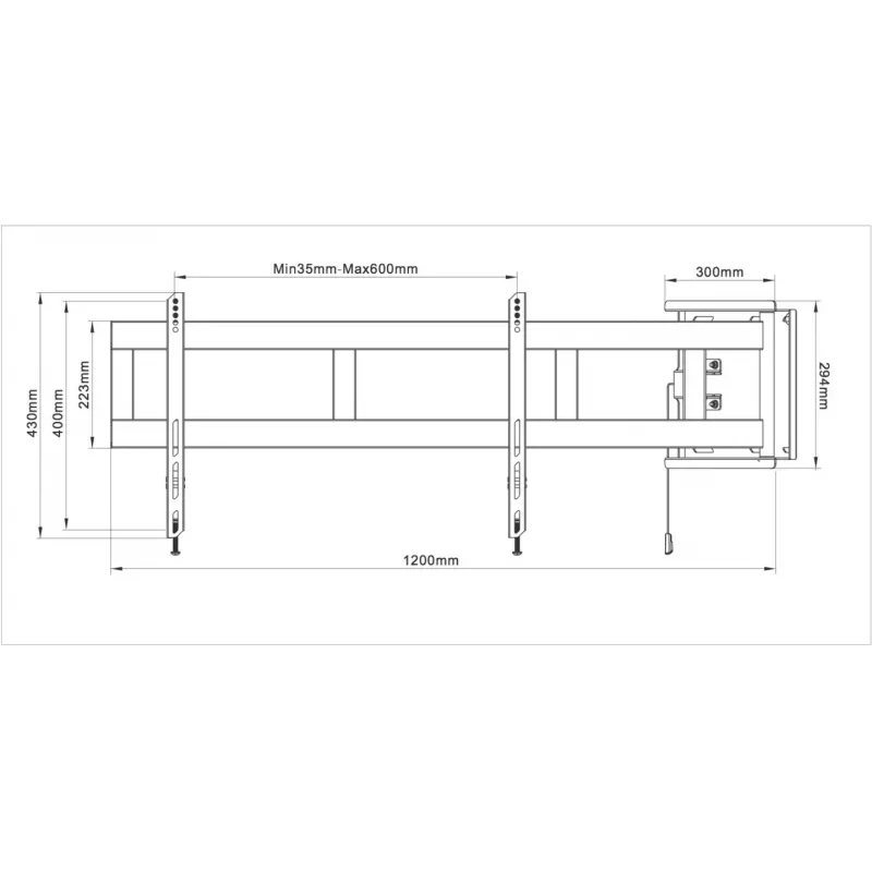 Multibrackets M Universal Swing Arm 180 Degrees Large Schwarz 75 kg 48-69 Zoll