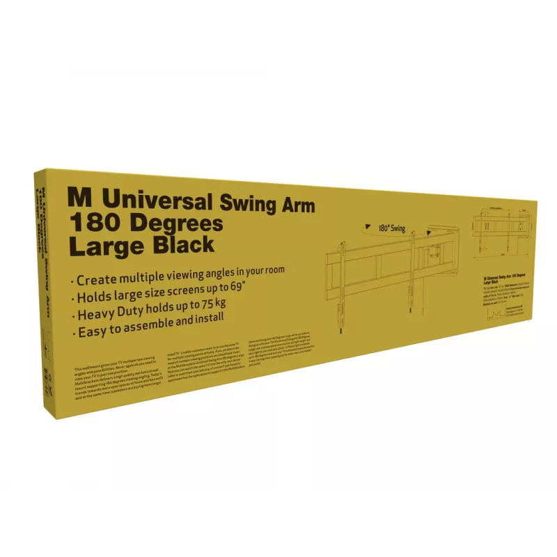 Multibrackets M Universal Swing Arm 180 Degrees Large Schwarz 75 kg 48-69 Zoll