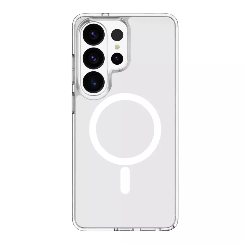 Cellularline Clear Mag - Galaxy S26 Ultra Ultrastrapazierfähige transparente Hülle mit Gummirand, kompatibel mit dem Qi2-Ökosystem und magnetischem Zubehör, behandelt gegen Vergilbung.