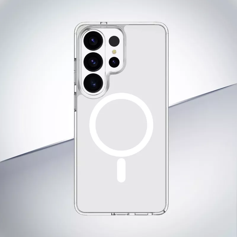 Cellularline Clear Mag - Galaxy S26 Ultra Ultrastrapazierfähige transparente Hülle mit Gummirand, kompatibel mit dem Qi2-Ökosystem und magnetischem Zubehör, behandelt gegen Vergilbung.
