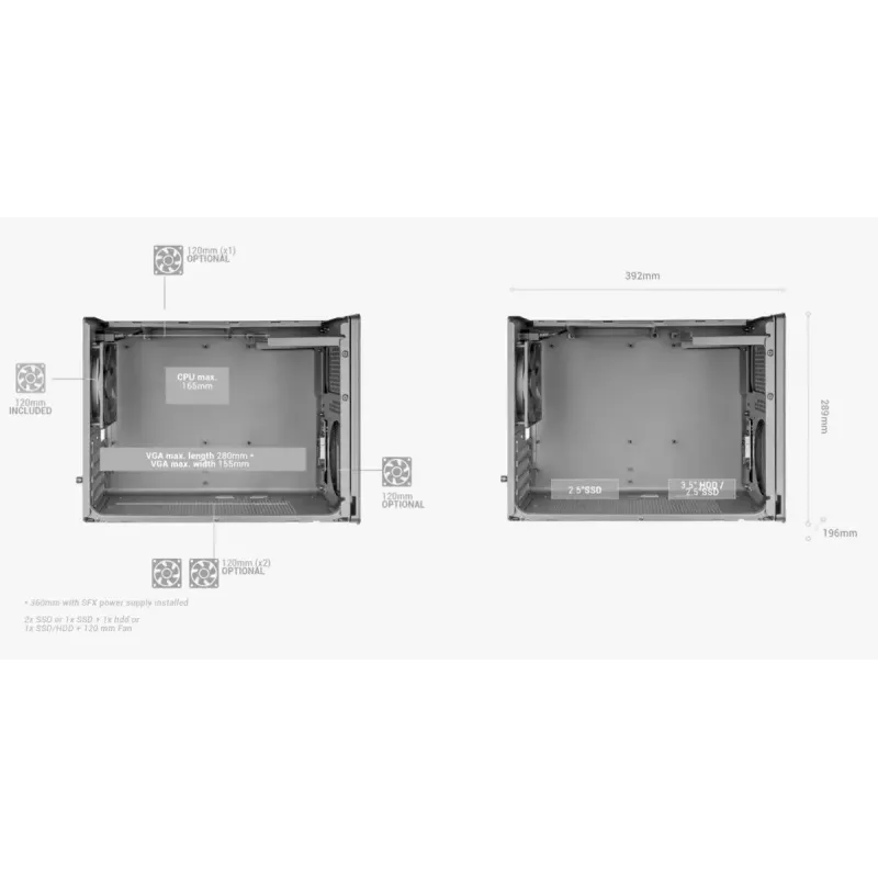 Computer-Gehäuse Mars Gaming MCXPS mATX Ultra-Kompakt Schwarz