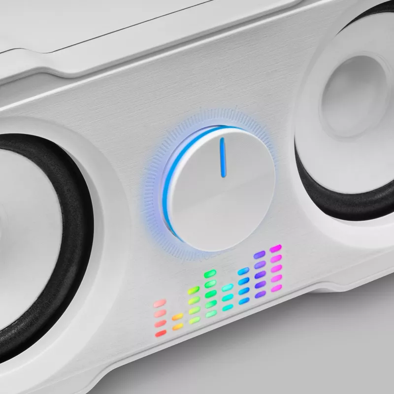 Mars Gaming MS22W Kompakte Gaming-Lautsprecher 2.2 RGB Flow Subwoofer + 4 aktive Lautsprecher DSP-Sound 35W Weiß