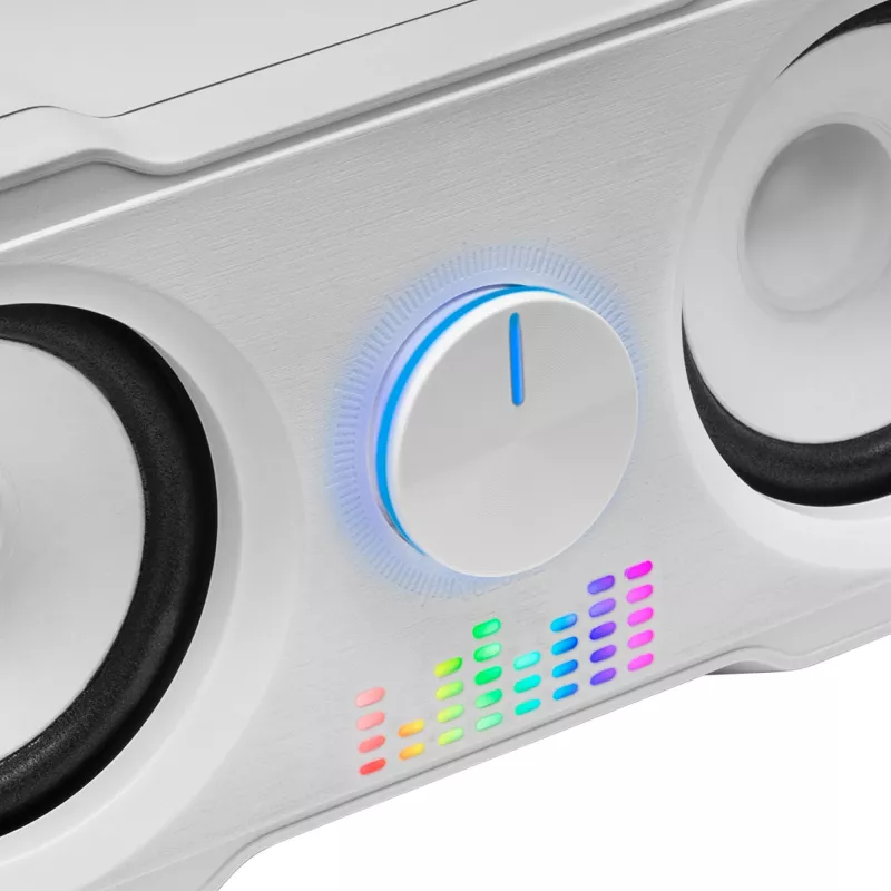 Mars Gaming MS22W Kompakte Gaming-Lautsprecher 2.2 RGB Flow Subwoofer + 4 aktive Lautsprecher DSP-Sound 35W Weiß