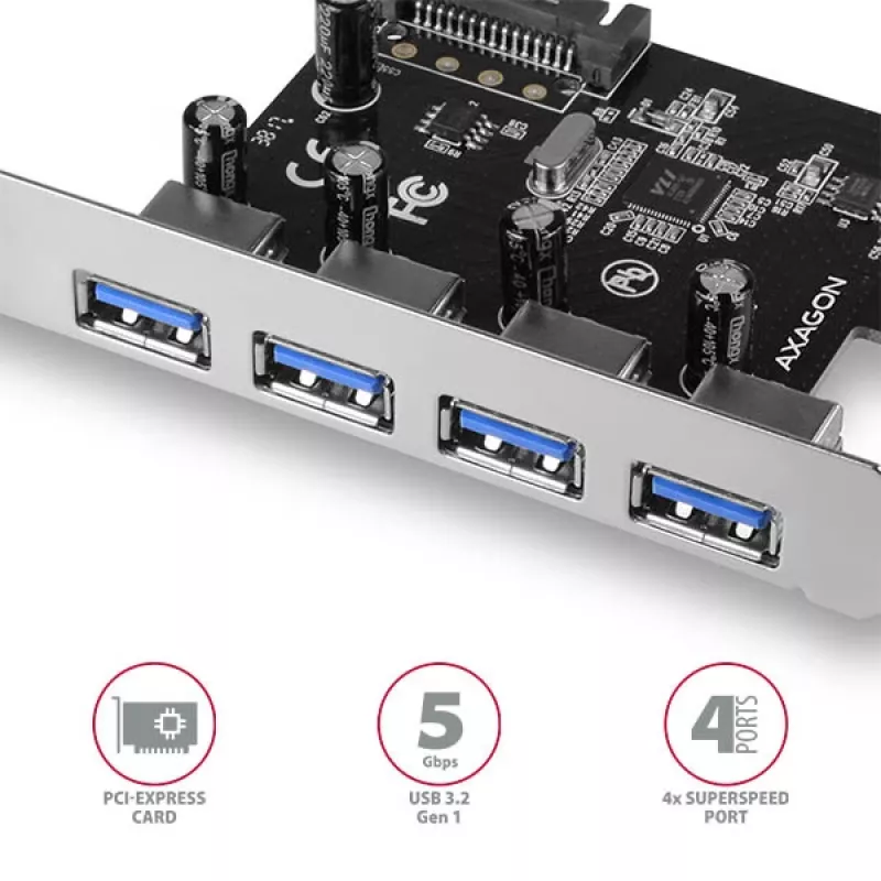 Axagon PCEU-430VL Schnittstellenkarten/Adapter Intern USB 3.2 Gen 1 (3.1 Gen 1)