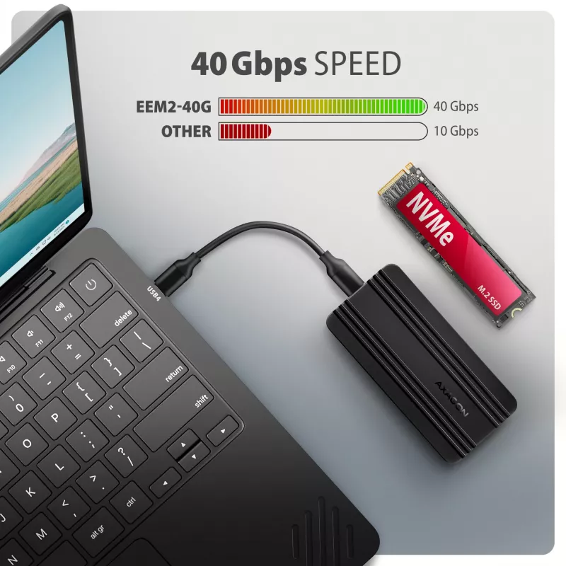 Axagon EEM2-40G USB-C 40Gbps M.2 NVMe SSD-Gehäuse, ARMORED Aluminium