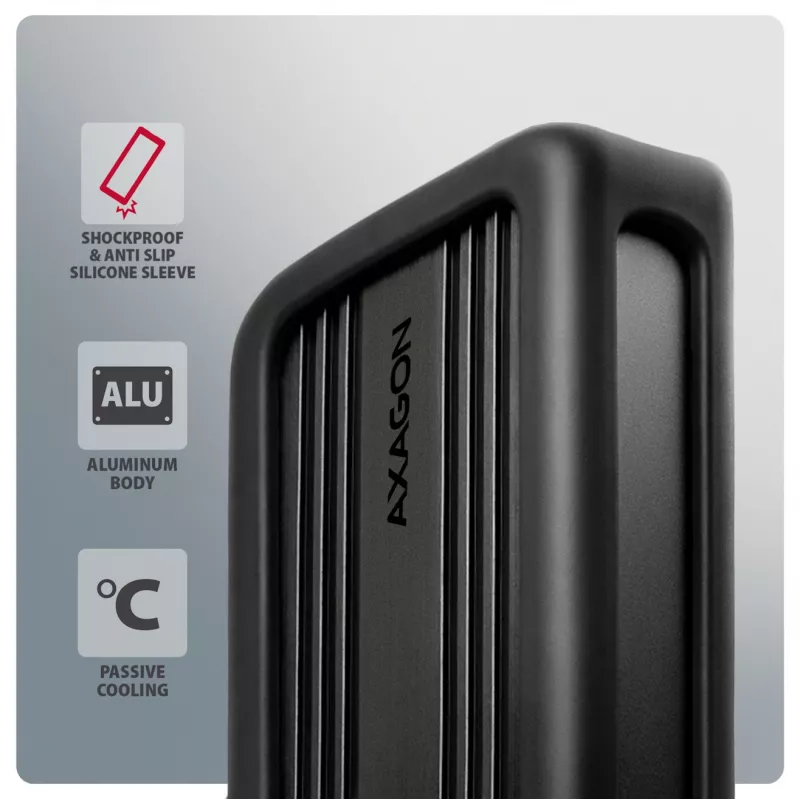 Axagon EEM2-40G USB-C 40Gbps M.2 NVMe SSD-Gehäuse, ARMORED Aluminium