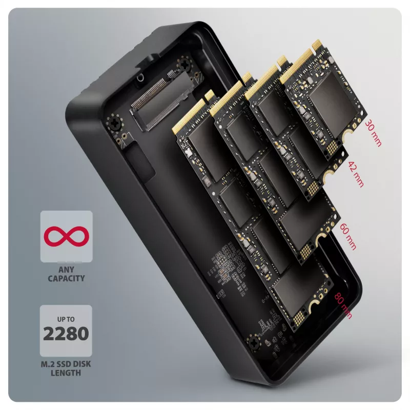 Axagon EEM2-40G USB-C 40Gbps M.2 NVMe SSD-Gehäuse, ARMORED Aluminium