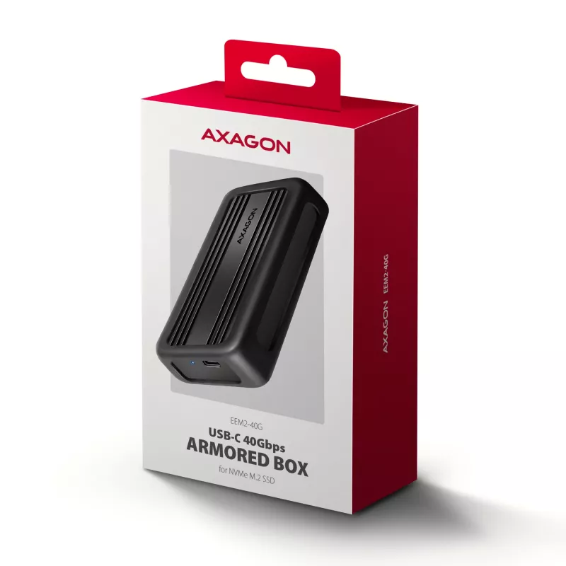 Axagon EEM2-40G USB-C 40Gbps M.2 NVMe SSD-Gehäuse, ARMORED Aluminium