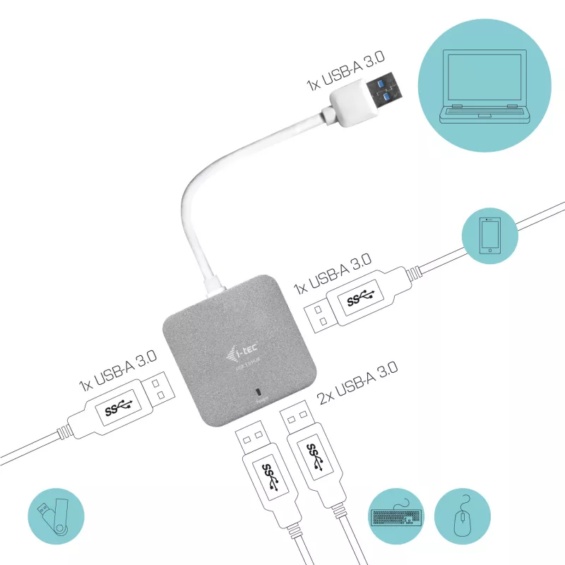 i-tec Metall USB 3.0 Passiver HUB 4 Port