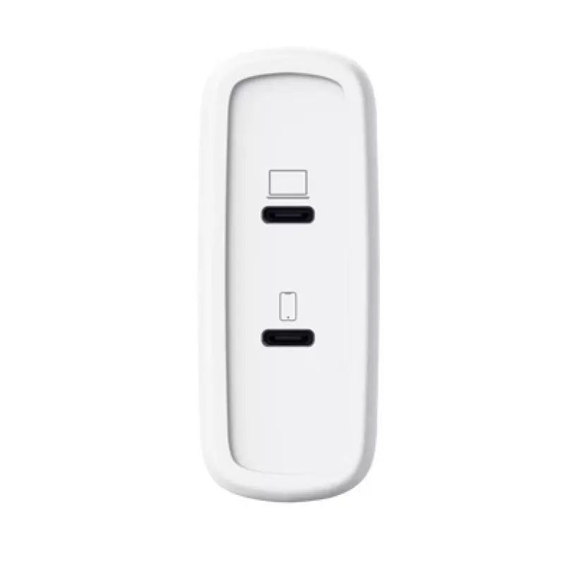 Ladegerät TRUST Maxo 100W 2-Port USB-C GaN — 100 W, 2x USB-C, 20 V max, AC, innen, 2 m Kabel, weiß