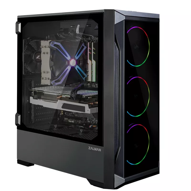 Zalman Z8 TG ATX Mid Tower PC-Gehäuse, ARGB-Lüfter x3, T/G Midi Tower Schwarz