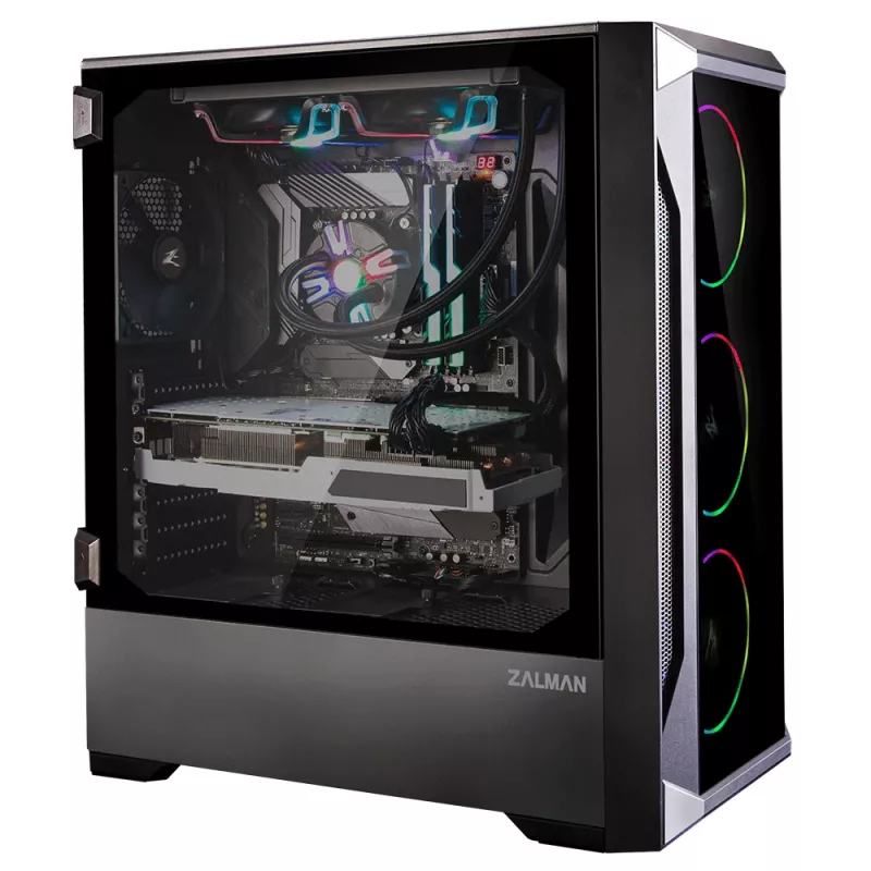 Zalman Z8 TG ATX Mid Tower PC-Gehäuse, ARGB-Lüfter x3, T/G Midi Tower Schwarz
