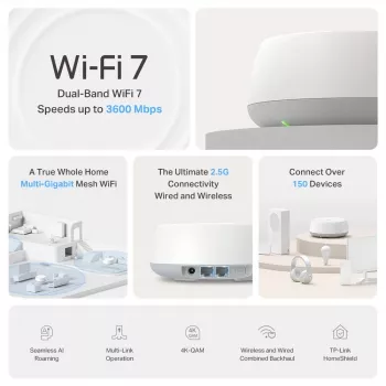 TP-Link BE3600 Whole Home Mesh Wi-Fi 7 System, 2.5G Multi Gigabit
