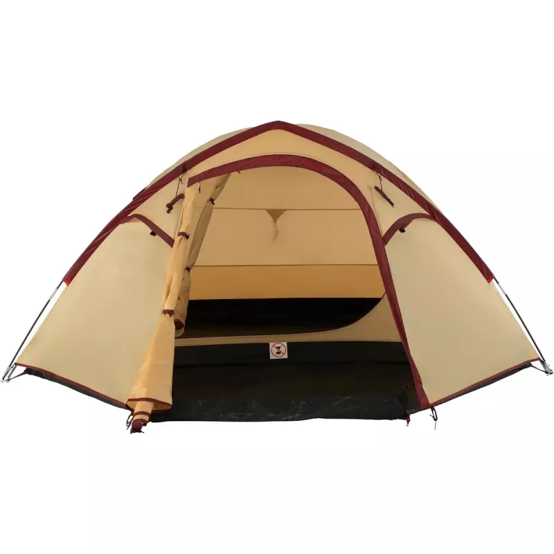 COLEMAN Darwin 4 Plus Sommer-Campingzelt für 4 Personen — beige/dunkelrot
