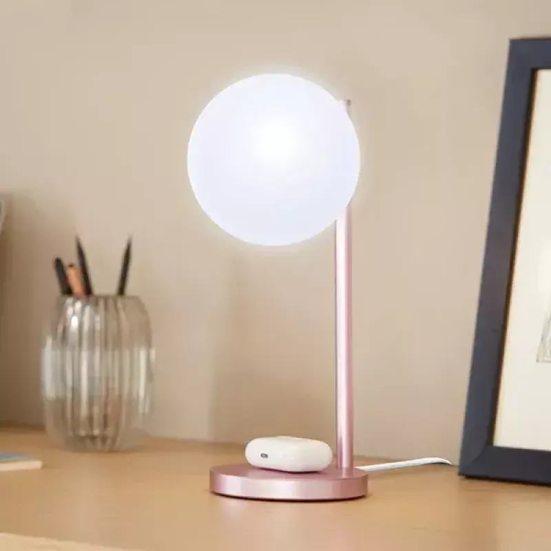 Tisch-LED-Lampe Lexon Bubble Lamp LH70LP hellrosa 15W mit kabellosem Ladegerät