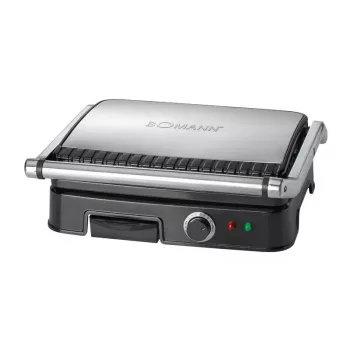 Kontaktgrill BOMANN KG 2242 CB — doppelseitiger Grill, Antihaft-Platten, einstellbarer Thermostat, Schwarz/Edelstahl