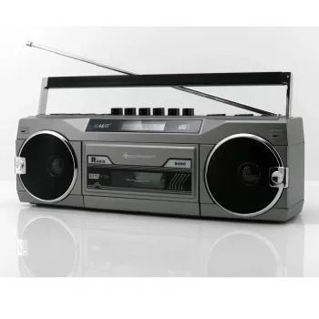 Tragbarer Kassettenspieler Soundmaster SRR80TI mit DAB+ und FM, LCD-Display, 3 W RMS, 3,5-mm-Kopfhöreranschluss, batterie-/230V-betrieben