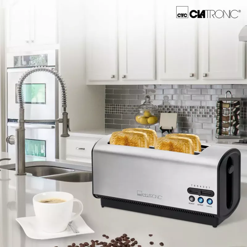 Toaster Clatronic TA 3687 4 Scheiben 1200 W Schwarz Edelstahl