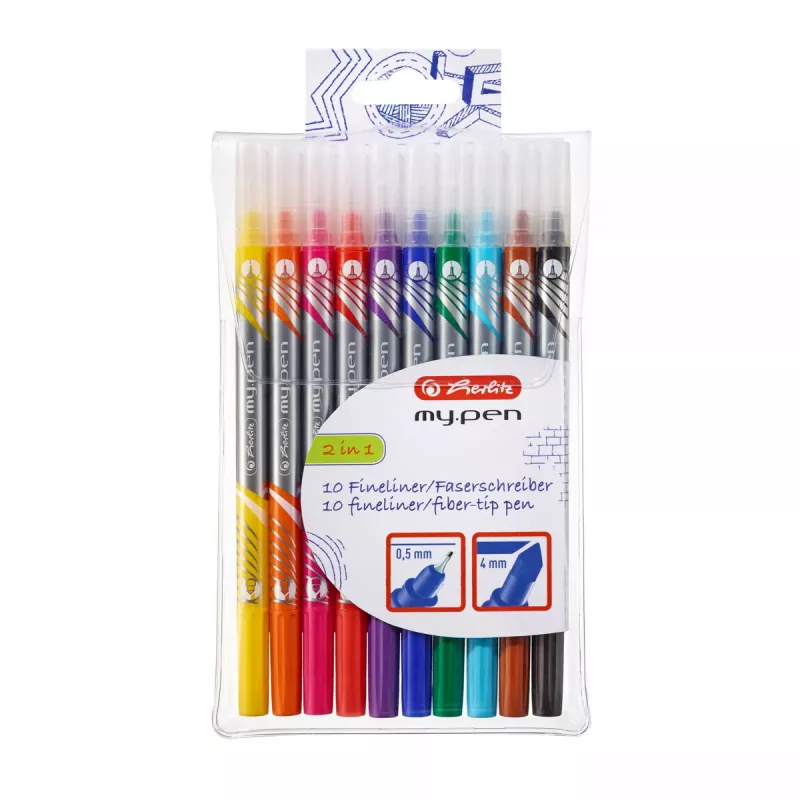 Marker Herlitz 11367232 Feinspitze 10 Stück Schwarz Blau Braun Grün Orange Pink Lila Rot Gelb