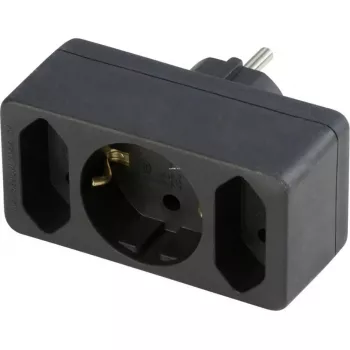 Übergangsstecker REV SCHWA 0512733777, 2-fach Schutzkontakt, schwarz
