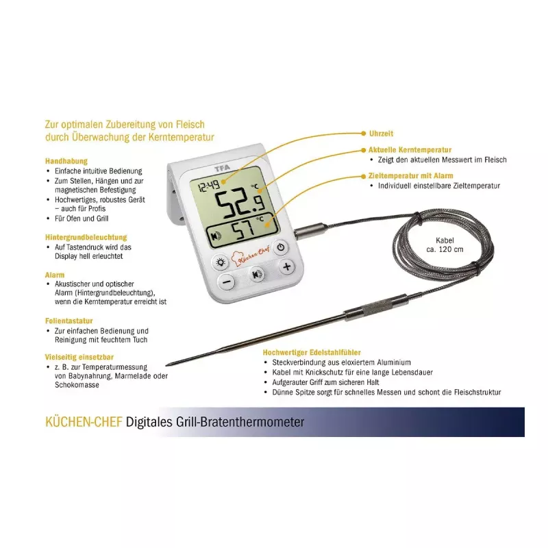 Lebensmittelthermometer TFA-Dostmann KÜCHEN-CHEF -20 bis 300 °C Digital