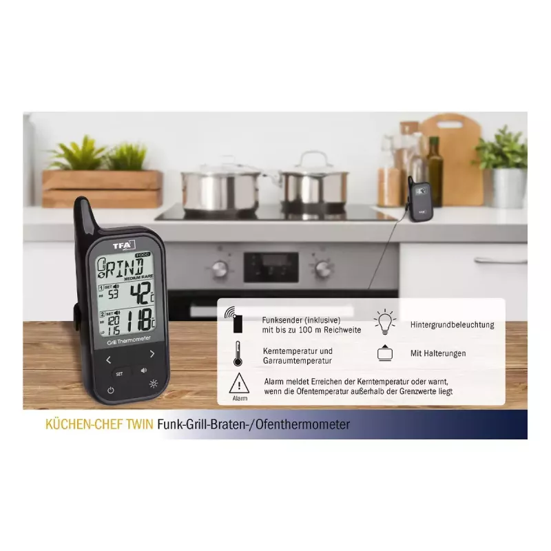 Lebensmittelthermometer TFA-Dostmann KÜCHEN-CHEF TWIN 0 - 300 °C Digital