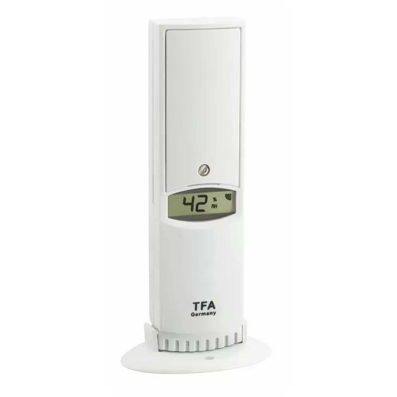 Umweltsensor tfa dostmann WeatherHub Smart Home kabellos — Feuchtigkeit & Temperatur, Wi‑Fi, Netz-/Batteriebetrieb (AA), 40×28×104 mm