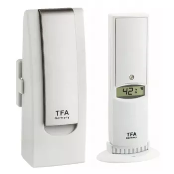 Umweltsensor tfa dostmann WeatherHub Smart Home kabellos — Feuchtigkeit & Temperatur, Wi‑Fi, Netz-/Batteriebetrieb (AA), 40×28×104 mm