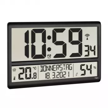 Digitaler Wecker TFA-Dostmann 60.4520.01 Schwarz Batteriebetrieben