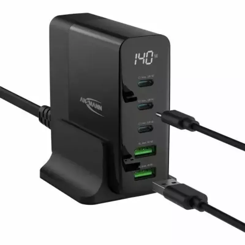 Indoor-Ladegerät Ansmann DC5140PD Universal Schwarz USB-Schnellladung