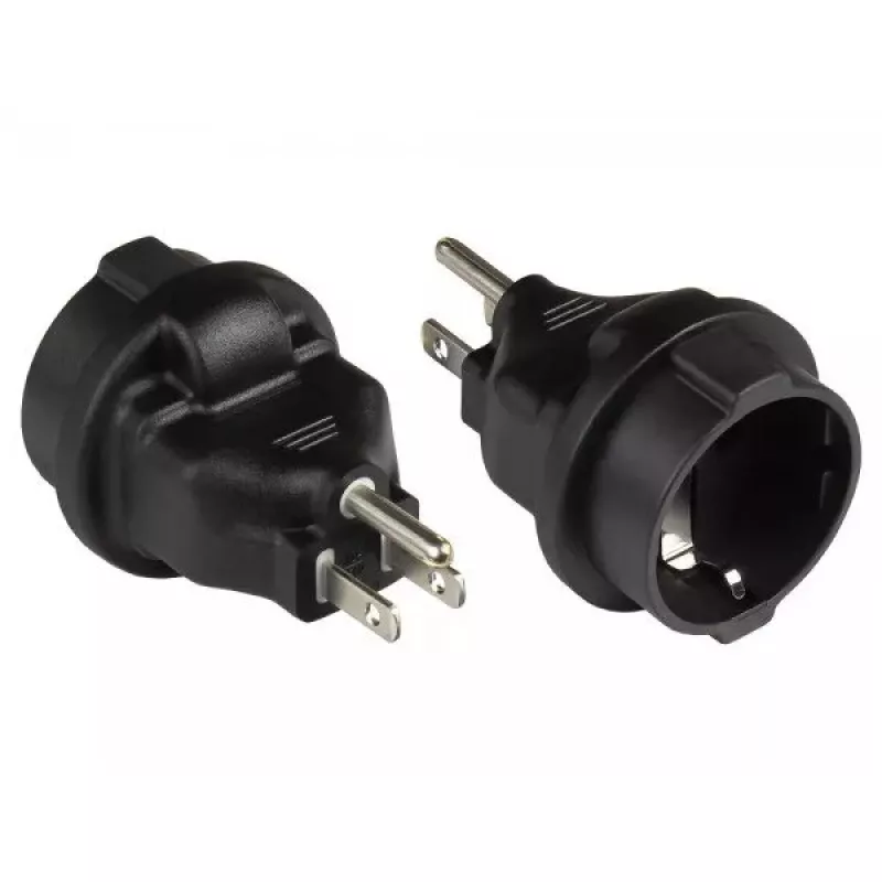 Good Connections PA-4502S Netzsteckeradapter USA Typ B auf Typ F (CEE 7/3), Schwarz