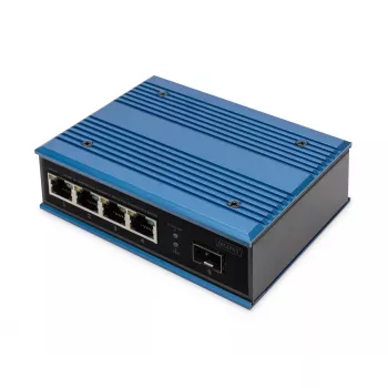 Digitus 4 Port Fast Ethernet Netzwerk PoE Switch, industriell, unmanaged, 1 SFP Uplink