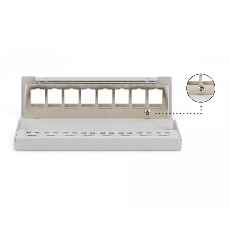 Patchpanel DIGITUS Desktop modular blank, geschirmt, 8-Port, Stahl, grau, Wandmontage