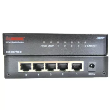 Unmanaged Netzwerk-Switch Longshine LCS-GS7105-E — 5 x Gigabit RJ-45-Ports, Schwarz