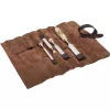 Stechbeitelset Kirschen 1151002 — 4 Stück mit Lederetasche, Breiten 10, 16, 20, 26 mm