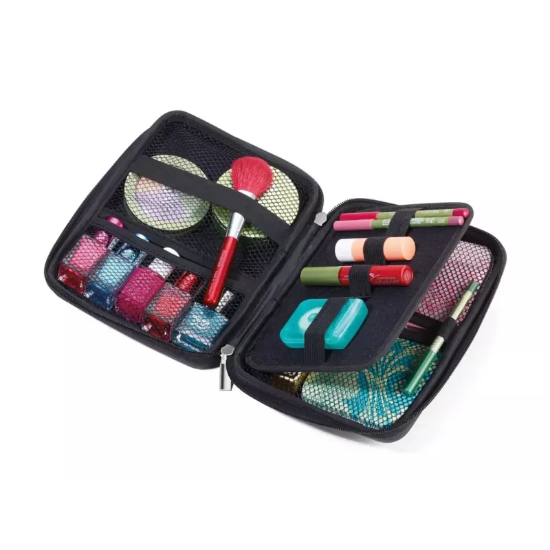 Make-up-/Maniküre-Etui TROIKA CBO11/BK Schwarz Leder Samt 160x220x50mm