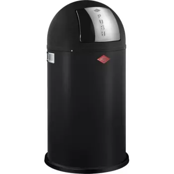 Abfalleimer Wesco Pushboy 50 l, schwarz matt, pedalfreier Druckdeckel