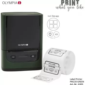 Etikettendrucker Olympia PM 220 grün — kompakter Desktop-Etikettendrucker, Modell PM 220 (grün)
