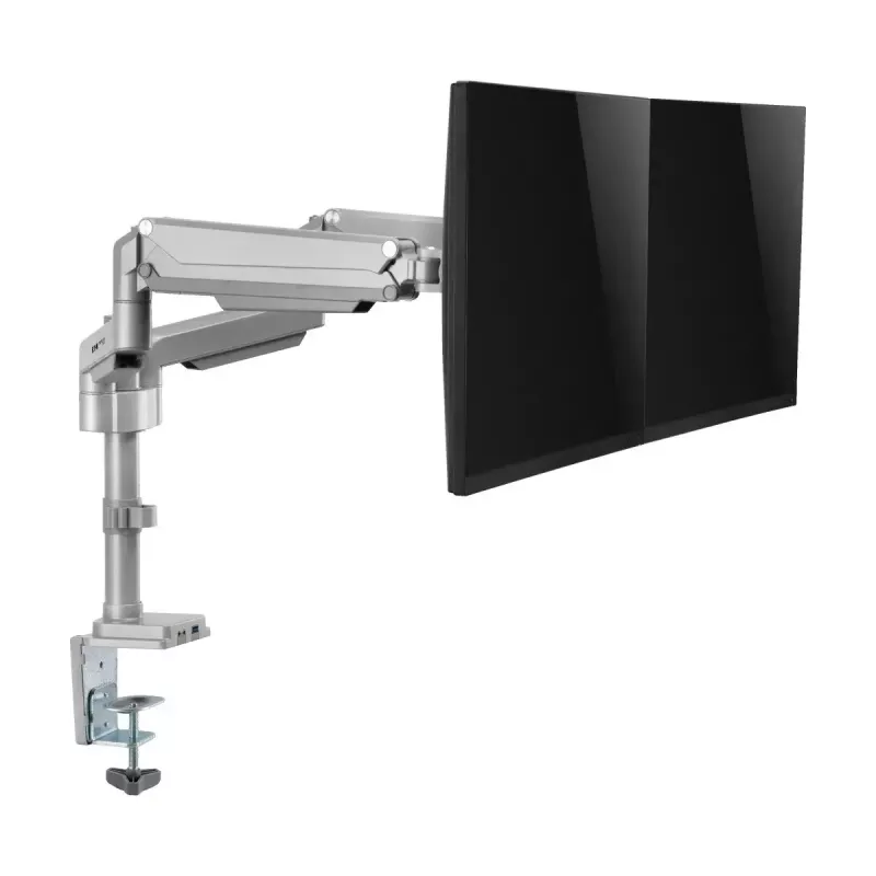 Tripp Lite (EATON) DDR1732DAL Dual-Gasdruckarm-Monitorhalterung, für 13–34 Zoll Bildschirme, Klemm- oder Durchgangsbefestigung, USB- & Audioanschlüsse, Silber