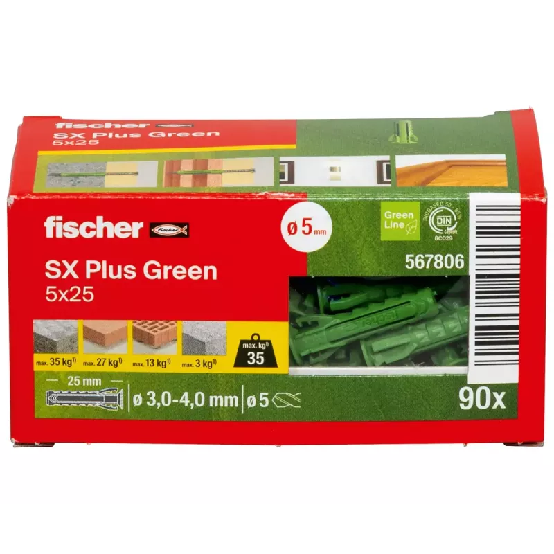 Schraubanker Fischer SX Plus Grün 25 mm 90 Stück